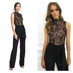 NWT MISHA Josie Black Lace High Nice Pantsuit Jumpsuit Size 0 Cocktail